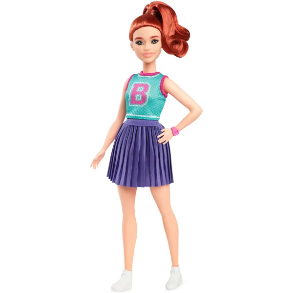 Barbie Fashionista stilvolle Puppe mit roten Haaren im lila Rock – Mattel Bild 2