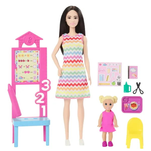 Barbie Lehrerin-Karrierepuppen-Spielset mit einem blondhaarigen kleinen Kind – Mattel Bild 2