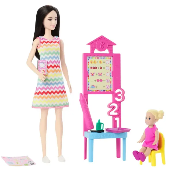 Barbie Lehrerin-Karrierepuppen-Spielset mit einem blondhaarigen kleinen Kind – Mattel Bild 3