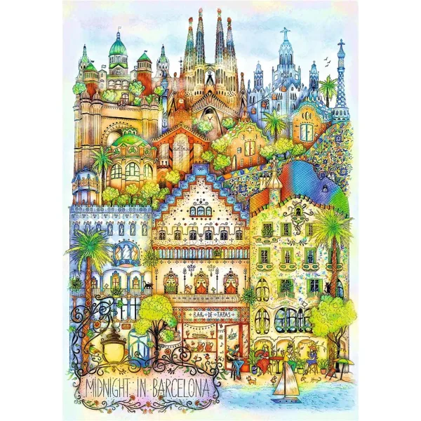 Barcelona um Mitternacht 1000-teiliges Premium-Plus-Qualitätspuzzle – Trefl Bild 2