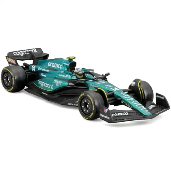 Bburago: Aston Martin AMR23 F1 Rennwagen Metall Automodell 1/43 (Fernando Alonso #14, mit Helm) Bild 2