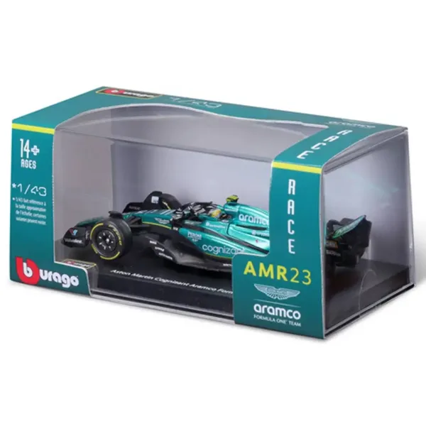 Bburago: Aston Martin AMR23 F1 Rennwagen Metall Automodell 1/43 (Fernando Alonso #14, mit Helm) Bild 5