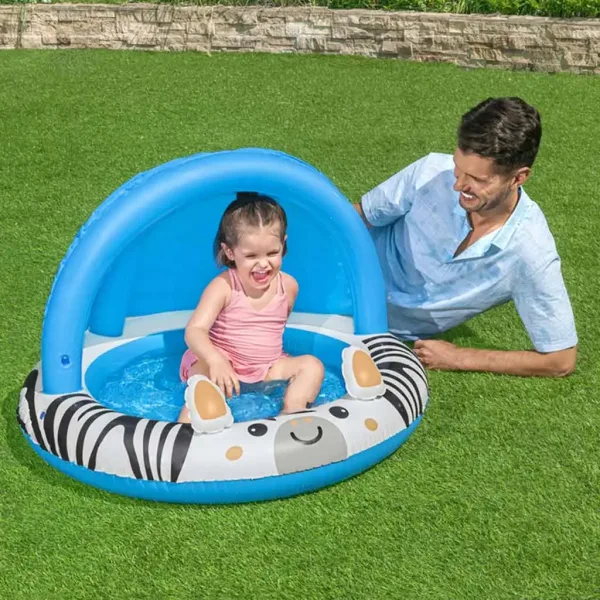 Bestway: Safari Sun™ Zebra-Planschbecken mit Sonnenschutzdach Ø 97 x 66 cm Bild 2