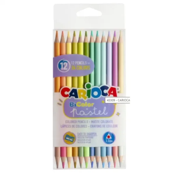 Bi-Color 12er-Set Pastellfarben doppelseitige Buntstifte - Carioca Bild 1