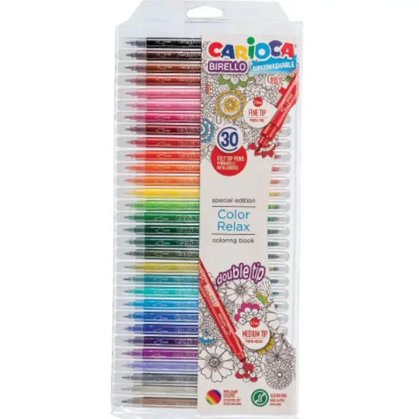 Birello Color Relax doppelseitiges abwaschbares Filzstift-Set 30 Stück - Carioca Bild 1