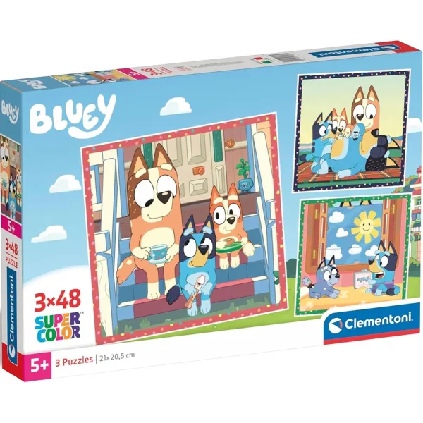 Bluey 3x48 Stück Supercolor Puzzle - Clementoni Bild 1