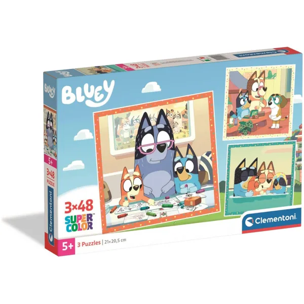 Bluey Super Color Puzzle, 3 × 48 Teile – Clementoni Bild 1
