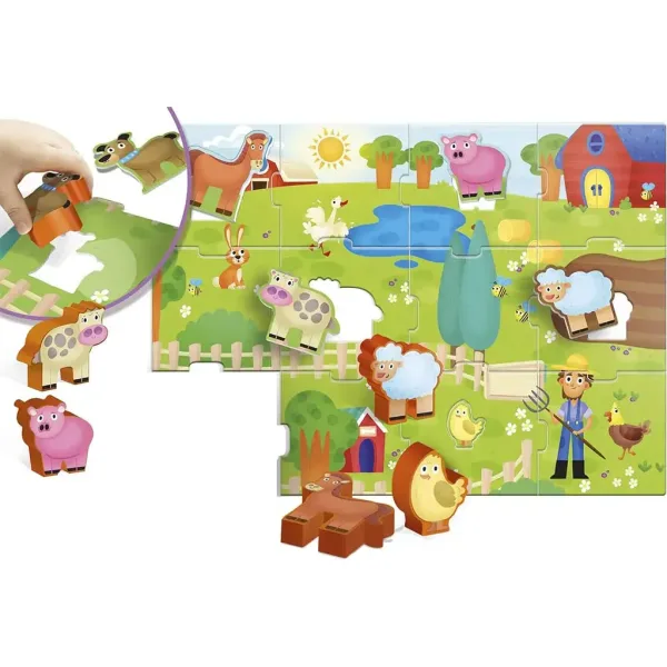 Carotina Baby: Bauernhof-Puzzle und Formensteckspiel – Lisciani Bild 2
