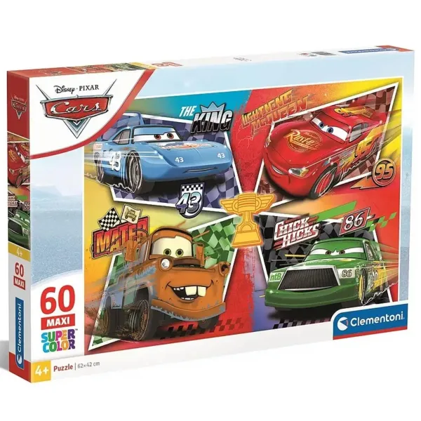 Cars: Maxi Super Color Puzzle mit 60 Teilen - Clementoni Bild 1