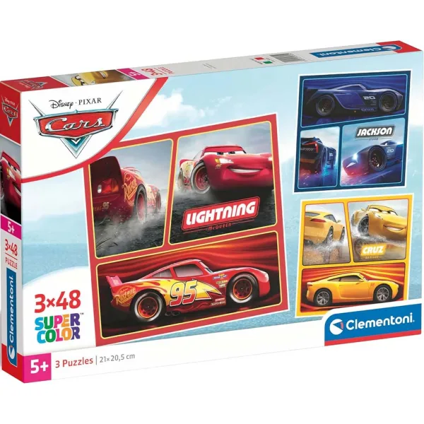 Cars Rennwagen 3x48 Teile Supercolor Puzzle - Clementoni Bild 1