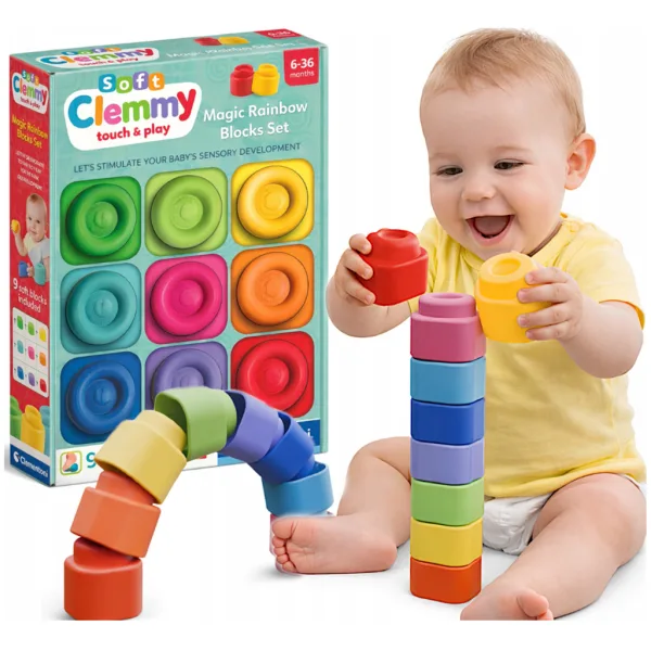 Clemmy: Weiches 9-teiliges Bausteine-Set in Regenbogenfarben - Clementoni Bild 2
