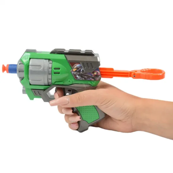 Cool Soft Bullet Gun: Kleine Schaumstoffpistole mit Patronen in Grün, 14 cm Bild 4