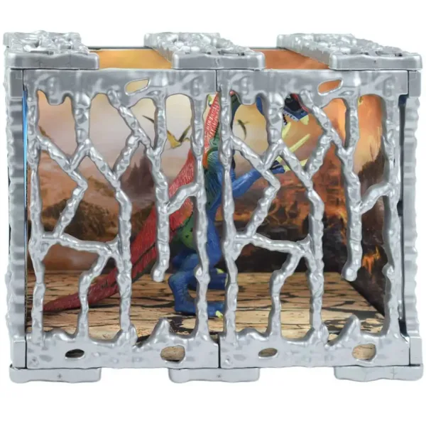 Dino World: Detailliert ausgearbeitete 20 cm große Therizinosaurus-Dinosaurierfigur im Käfig Bild 3