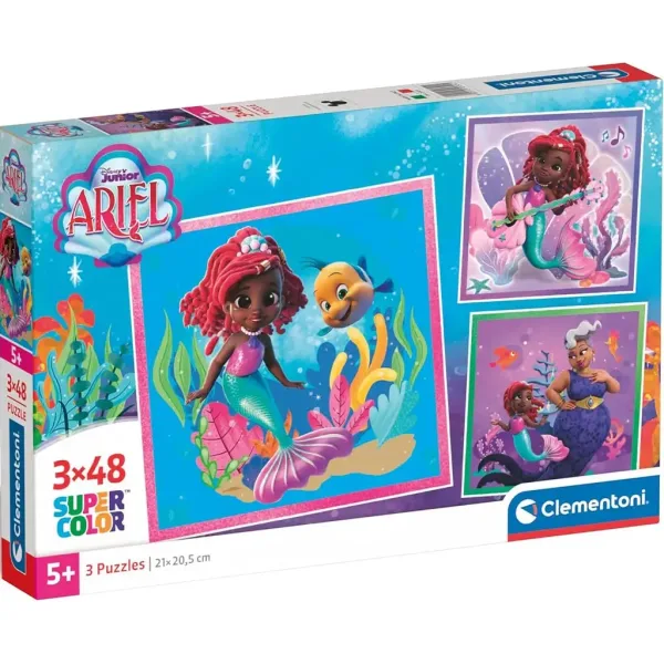 Disney Arielle 3x48 Teile Supercolor Puzzle - Clementoni Bild 1