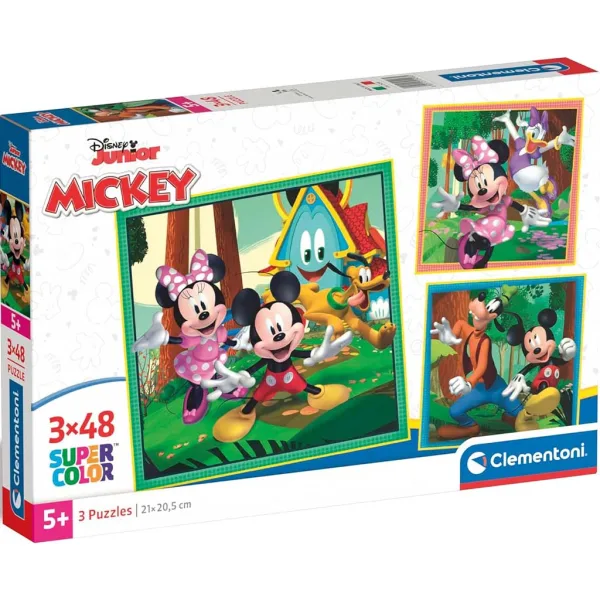 Disney Micky Maus und seine Freunde 3x48-teiliges Supercolor Puzzle - Clementoni Bild 1