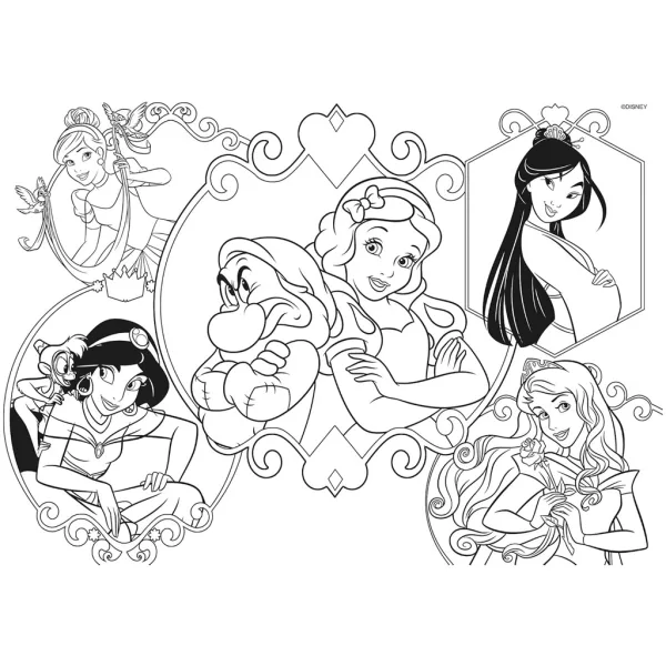 Disney Prinzessinnen 2-in-1 Maxi-Puzzle mit 2x24 Teilen und Malbuch – Lisciani Bild 4