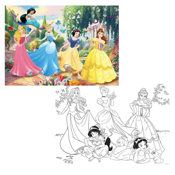 Disney Prinzessinnen 2-in-1 Puzzle mit 108 Teilen und Malvorlage 70 x 50 cm – Lisciani Bild 2