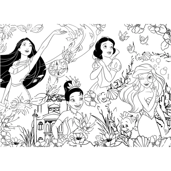 Disney Prinzessinnen 2-in-1-Puzzle und Ausmalbild, 24-teilig, 35 x 25 cm – Lisciani Bild 3