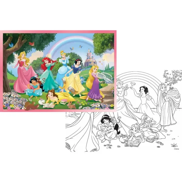 Disney Prinzessinnen Regenbogen 2-in-1 Puzzle und Malset, 108 Teile, 70x50 cm - Lisciani Bild 2