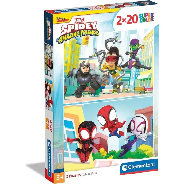 Disney Spidey 2x20-teiliges Supercolor Puzzle - Clementoni Bild 1