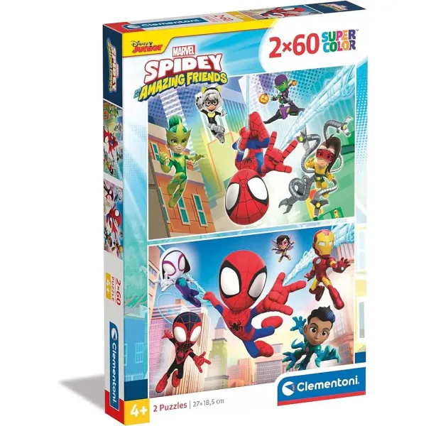 Disney Spidey 2x60-teiliges Supercolor Puzzle - Clementoni Bild 1