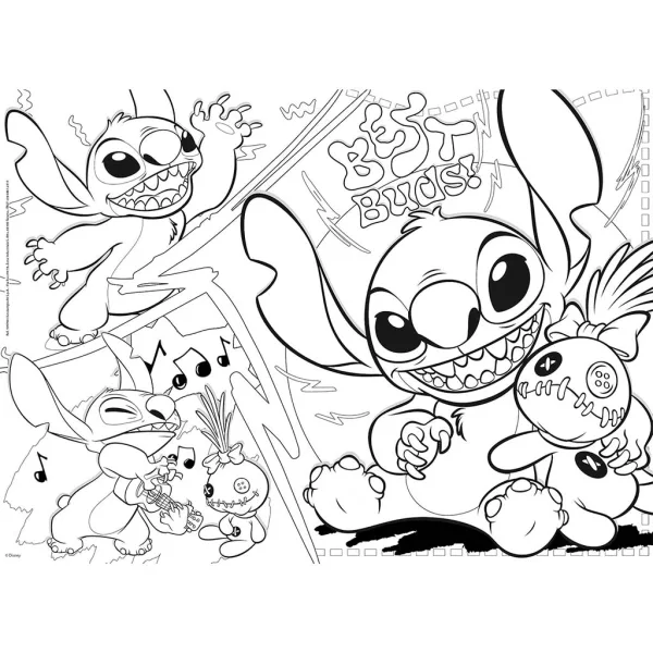 Disney Stitch 2-in-1 Maxi 24-teiliges Puzzle und Ausmalbild 70 x 50 cm - Lisciani Bild 2