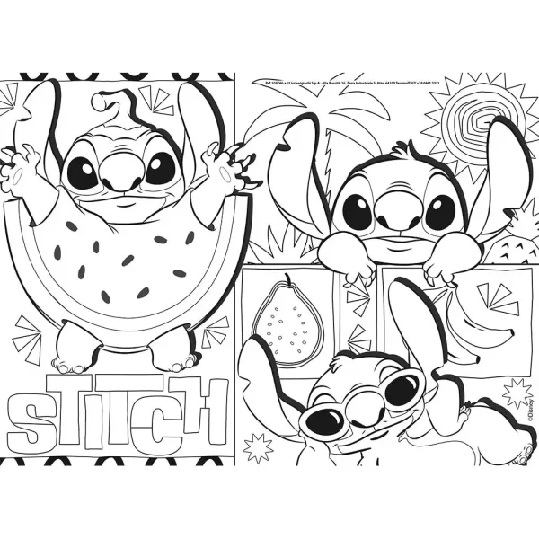 Disney Stitch 2-in-1 Maxi 4 x 48-teiliges Puzzle- und Ausmalset, 35 x 25 cm – Lisciani Bild 2