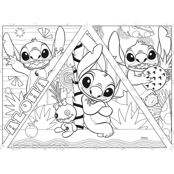 Disney Stitch 2-in-1 Maxi 4 x 48-teiliges Puzzle- und Ausmalset, 35 x 25 cm – Lisciani Bild 3