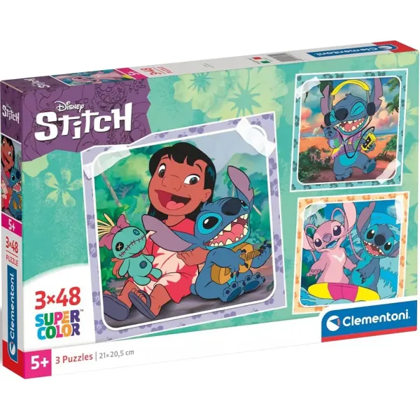 Disney Stitch 3x48 Teile Supercolor Puzzle - Clementoni Bild 1