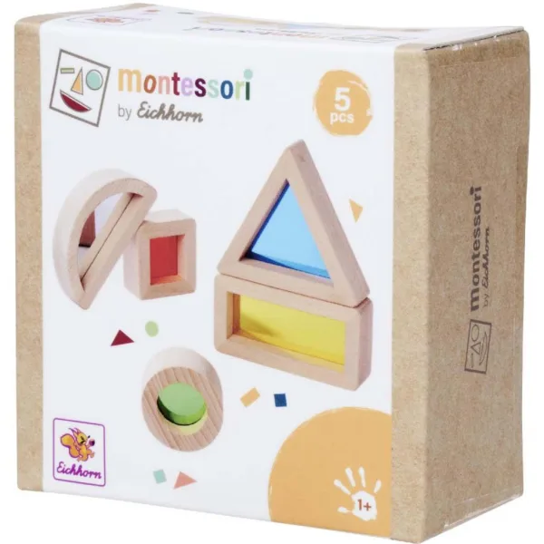 Eichhorn: Holz Montessori Formen mit bunten Fenstern – Bauset zur Sinnesentwicklung – Simba Toys Bild 1