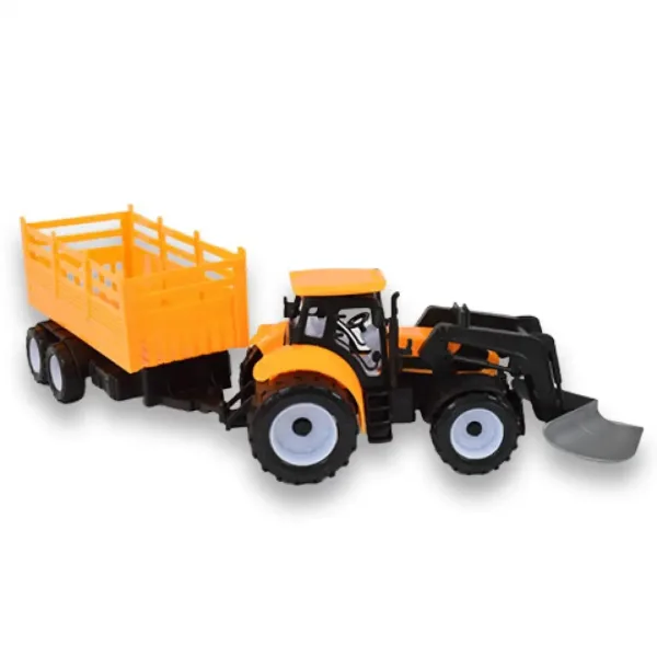 Engineering Truck: Baggertraktor Arbeitsmaschine mit zweiachsigem Anhänger 45cm Bild 3