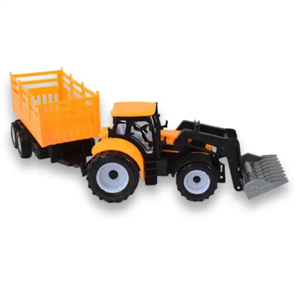 Engineering Truck: Baggertraktor Arbeitsmaschine mit zweiachsigem Anhänger 45cm Bild 4