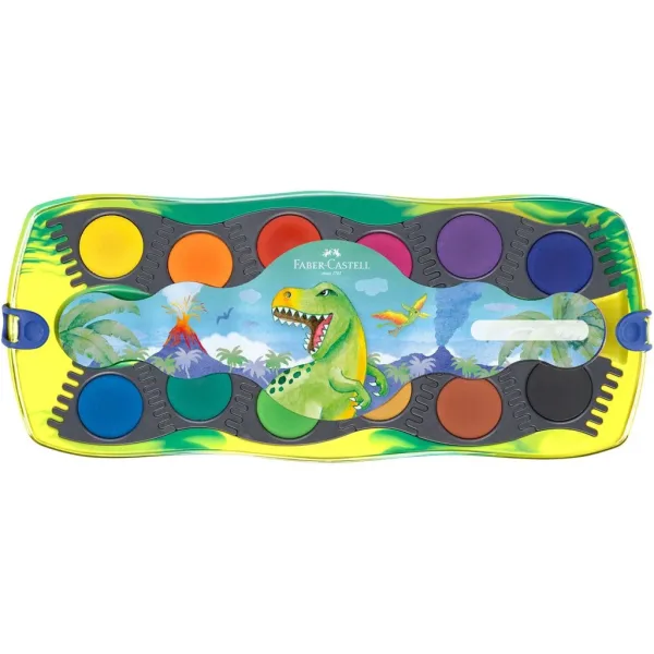 Faber-Castell: Connector 12-teiliges Wasserfarben-Set mit zusammensteckbaren Paletten, mit Dinosaurier-Motiv Bild 2
