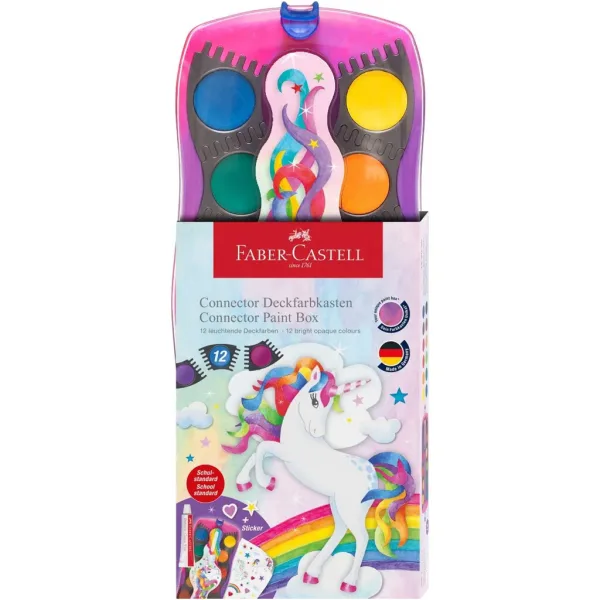 Faber-Castell: Connector 12-teiliges Wasserfarbenset mit zusammensteckbaren Paletten, Einhorn-Design Bild 1