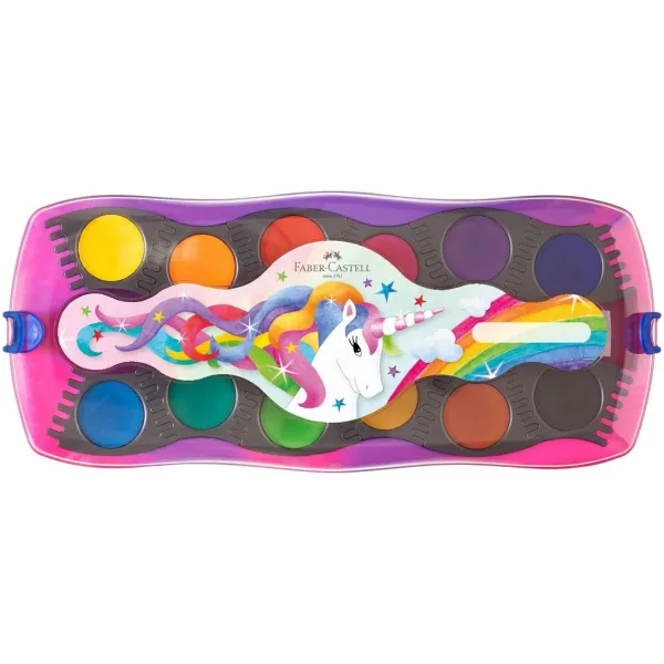 Faber-Castell: Connector 12-teiliges Wasserfarbenset mit zusammensteckbaren Paletten, Einhorn-Design Bild 3