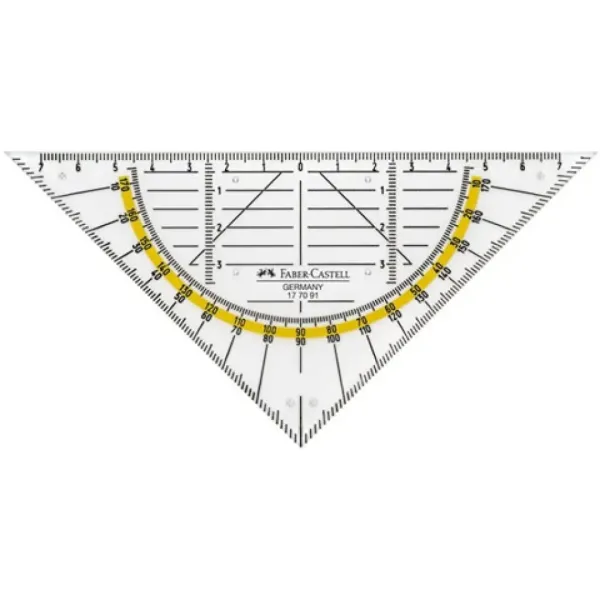 Faber-Castell: Dreieckiger Geodreieck mit integriertem Winkelmesser Bild 2