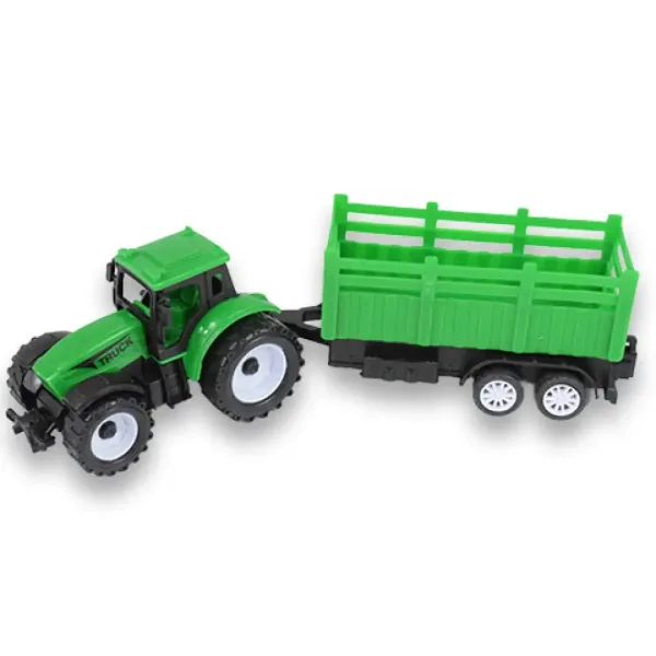 Farm Truck: Grüner zweiteiliger Traktor-Set mit Anhänger Bild 4