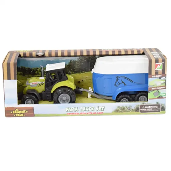 Farm Truck: Pferdetransporter Traktor mit Anhänger, Licht und Sound 23cm Bild 4