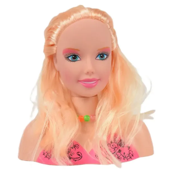 Fashion Girl: Kämmbarer und frisierbarer Puppenkopf mit blonden Haaren, Schminkpalette und Zubehör, 21 cm Bild 2