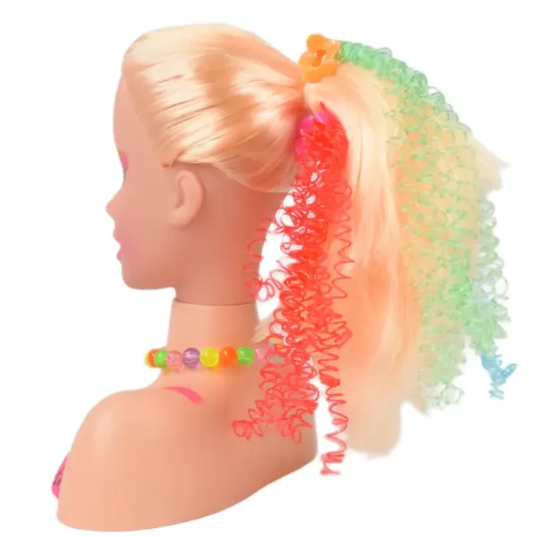 Fashion Girl: Kämmbarer und frisierbarer Puppenkopf mit blonden Haaren, Schminkpalette und Zubehör, 21 cm Bild 3