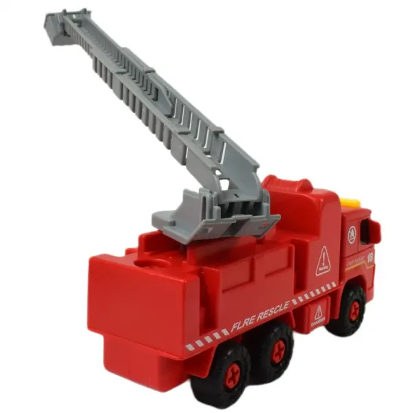 Feuerwehrfahrzeug: Zerlegbares Feuerwehrfahrzeug mit Kran, Werkzeugen und Sound, 20 cm Bild 6
