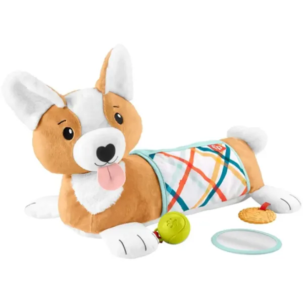 Fisher-Price: Corgie Puppy Mitwachsendes Bauchpolster mit Rassel, Beißring und Spiegel - Mattel Bild 3