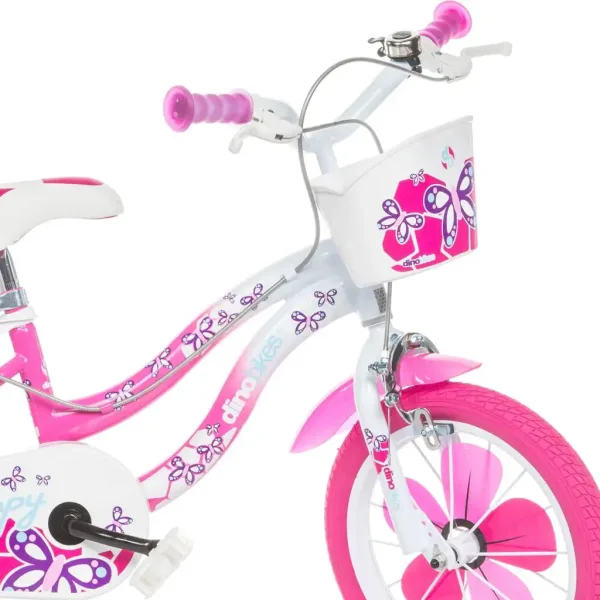 Flappy 16” Kinderfahrrad mit Korb und Puppensitz in Rosa-Weiß – Dino Bikes Fahrrad Bild 3