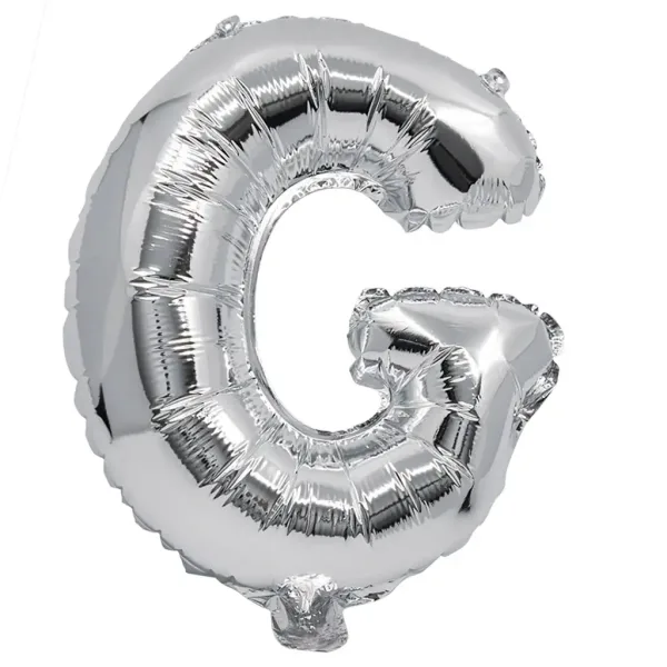Buchstabenförmiger Folienballon in Silber – G Buchstabe 32cm Bild 1