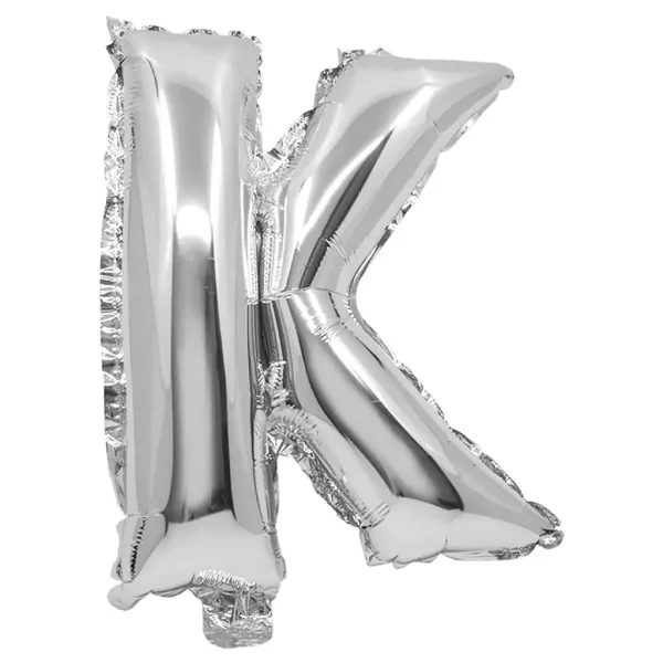 Folienballon in Buchstabenform, silberfarben – Buchstabe K, 32 cm Bild 1
