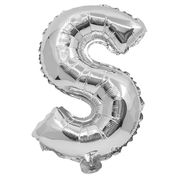 Folienballon in Buchstabenform, silberfarben – Buchstabe S, 32 cm Bild 1