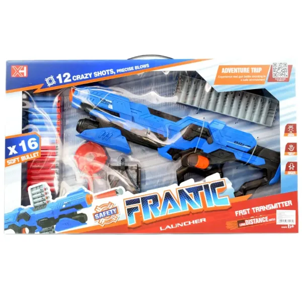 Frantic Launcher: Manuelle Schaumstoffpistole mit Zielscheibe und Munition 49cm Bild 8