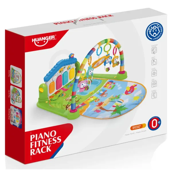 Fröhliche Tiere grüner Spielteppich mit Baby-Klavier 64x78cm Bild 2