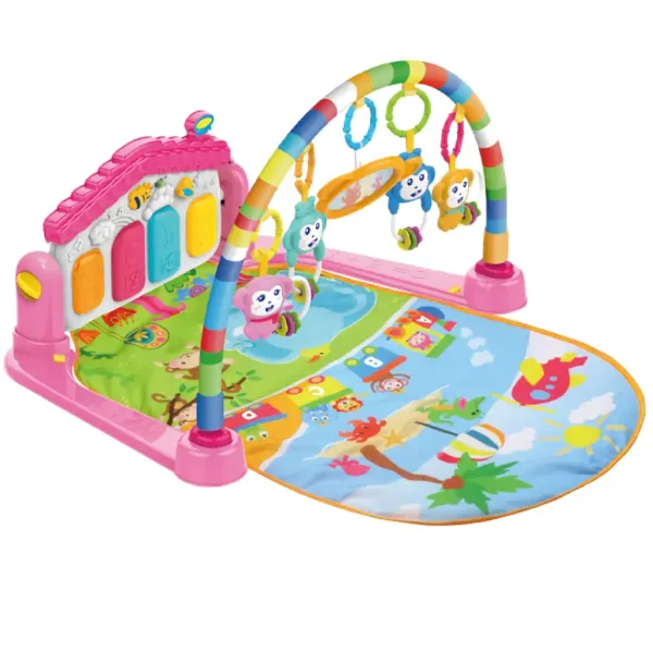 Fröhliche Tiere rosa Spielmatte mit Babyklavier 64x78cm Bild 2