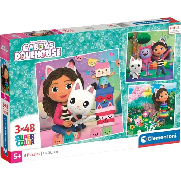 Gabby's Dollhouse 3x48 Teile Supercolor Puzzle - Clementoni Bild 1